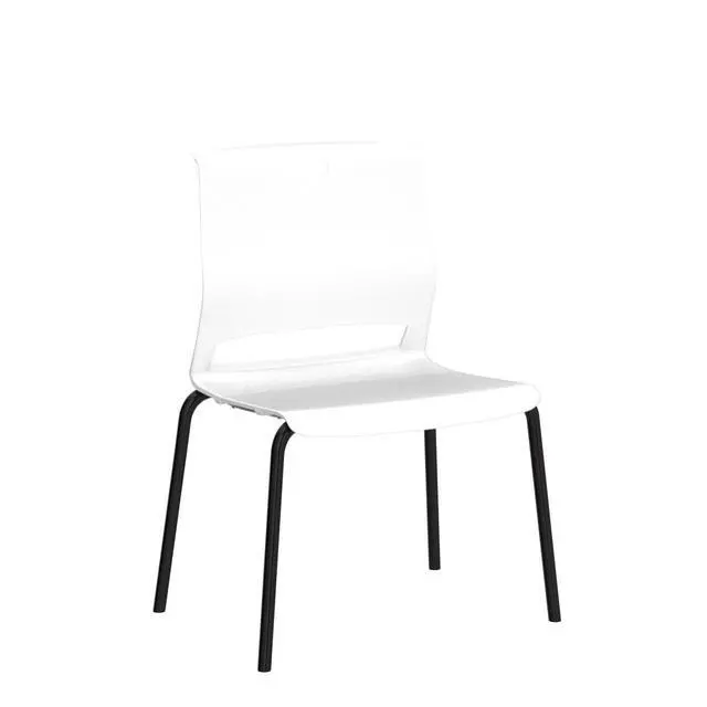 Alt view image 4 of 7 - White Stackable Chairs Set of 4, Stackable Dining Chairs Plastic | Modern Office Guest Chair Wide Seat, Plastic Stacking Chair for Conference/Meeting Rooms, Waiting Rooms, Classrooms & Lobbies