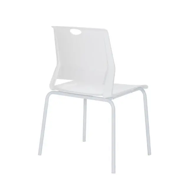 Alt view image 7 of 7 - White Stackable Chairs Set of 4, Stackable Dining Chairs Plastic | Modern Office Guest Chair Wide Seat, Plastic Stacking Chair for Conference/Meeting Rooms, Waiting Rooms, Classrooms & Lobbies