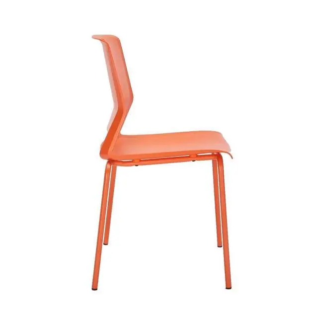Alt view image 6 of 7 - Orange Stackable Chairs Set of 4, Comfy Waiting Room Chair Plastic | Stacking Chairs with Sturdy Metal Legs & Durable Plastic Seat, Guest Chair for Conference Rooms, Living Rooms, Classrooms