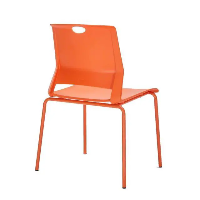 Alt view image 7 of 7 - Orange Stackable Chairs Set of 4, Comfy Waiting Room Chair Plastic | Stacking Chairs with Sturdy Metal Legs & Durable Plastic Seat, Guest Chair for Conference Rooms, Living Rooms, Classrooms