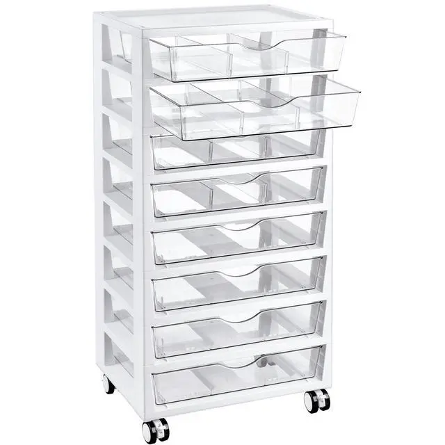 Main image of 8 Tier Rolling Cart with Drawers, Clear Plastic | Removable Dividers, Visible Storage, Sturdy Design, For Building Blocks, Toys, Art, Office & Craft Supplies