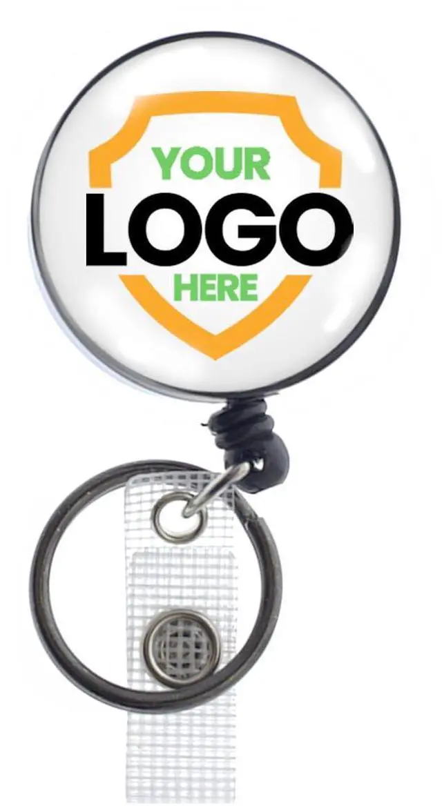 Main image of 10 Pack - Heavy Duty Custom Badge Reel Keychain Photo or Logo Personalized Retractable Key Chain - Customized Rugged Case Key Ring Reel Badge Holder with Steel Belt Clip by