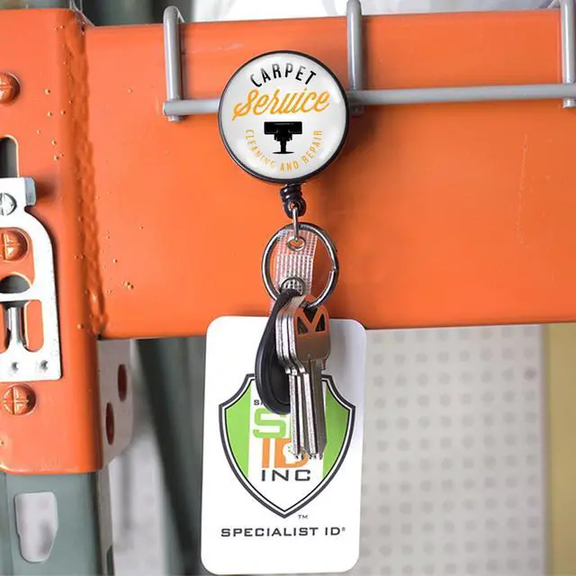Alt view image 7 of 7 - 10 Pack - Heavy Duty Custom Badge Reel Keychain Photo or Logo Personalized Retractable Key Chain - Customized Rugged Case Key Ring Reel Badge Holder with Steel Belt Clip by