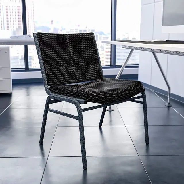 Main image of Big & Tall 1000 lb. Rated Black Fabric Stack Chair | Fabric Upholstery, Durable Construction, Commercial Use, 1000 LBS. Weight Capacity