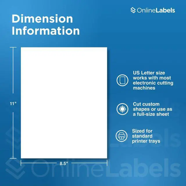 Alt view image 4 of 7 - OnlineLabels 8.5" x 11" Sticker Paper - Waterproof Matte - Inkjet Only | 10 Sheets, Permanent Adhesive, Blank Vinyl-Like Full Sheet White Labels, Inkjet Compatible, Works With Cricut & Silhouette