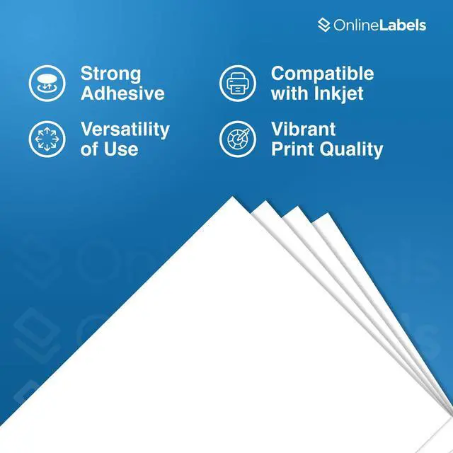 Alt view image 6 of 7 - OnlineLabels 8.5" x 11" Sticker Paper - Waterproof Matte - Inkjet Only | 10 Sheets, Permanent Adhesive, Blank Vinyl-Like Full Sheet White Labels, Inkjet Compatible, Works With Cricut & Silhouette