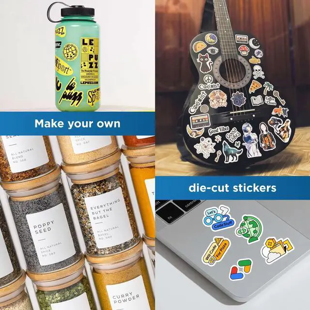 Alt view image 5 of 7 - OnlineLabels 8.5" x 11" Sticker Paper - Waterproof Matte - Inkjet Only | 10 Sheets, Permanent Adhesive, Blank Vinyl-Like Full Sheet White Labels, Inkjet Compatible, Works With Cricut & Silhouette