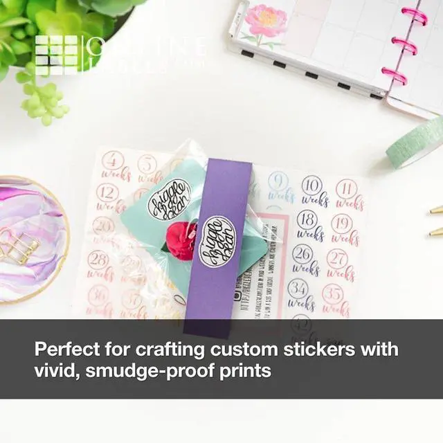 Alt view image 7 of 7 - OnlineLabels 8.5" x 11" Sticker Paper - Waterproof Matte - Inkjet Only | 10 Sheets, Permanent Adhesive, Blank Vinyl-Like Full Sheet White Labels, Inkjet Compatible, Works With Cricut & Silhouette