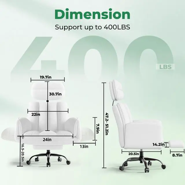 Alt view image 2 of 7 - Criss Cross Office Chair with Armrests & Wheels, Comfy Velvet Vanity Chair, Ergonomic Executive Gaming Computer Chairs with Foot Rest, Wide Seat Reclining Desk Chair, White
