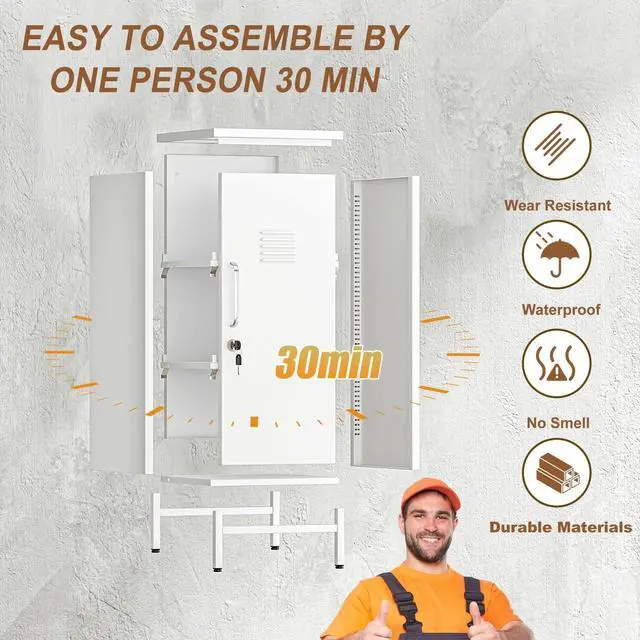 Alt view image 6 of 7 - 35.43" White Lockable Small Metal Storage Locker | Employees Locker with 1 Door & 2 Adjustable Shelves, Steel Cabinet for Employees, Home, School, Office & Gym
