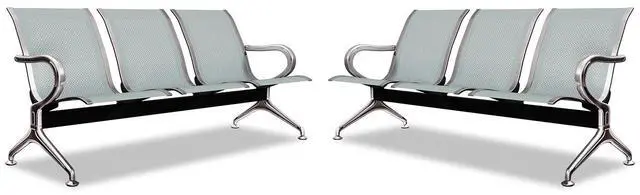 Main image of 2Pcs Waiting Room Chairs - 3-Seat Airport Reception Chairs Reception Bench Office Guest Chairs & Reception Chairs for Office Business Bank Hospital, Silver