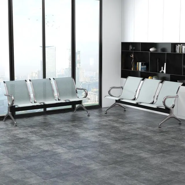 Alt view image 4 of 7 - 2Pcs Waiting Room Chairs - 3-Seat Airport Reception Chairs Reception Bench Office Guest Chairs & Reception Chairs for Office Business Bank Hospital, Silver