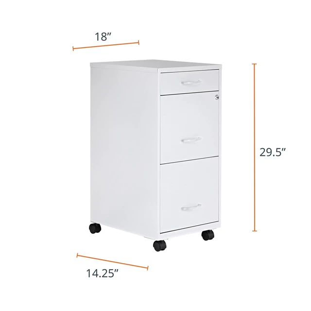 Alt view image 2 of 7 - Mobile 3 Drawer Locking Filing Cabinet | Pre-Assembled Steel Construction | Space-Saving Design is Perfect for Home and Small Office | Letter-Size | Assembled in North America