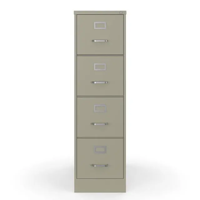 Alt view image 4 of 7 - Commercial 4-Drawer Vertical File Cabinet, Letter Size, Lockable, Putty, Steel, 51.97H x 15W x 22D