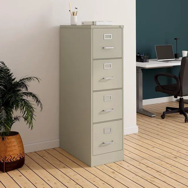 Alt view image 7 of 7 - Commercial 4-Drawer Vertical File Cabinet, Letter Size, Lockable, Putty, Steel, 51.97H x 15W x 22D