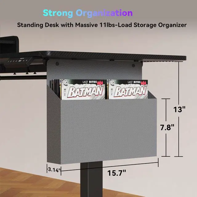 Alt view image 3 of 7 - 63 Inches L Shaped Standing Desk with Keyboard Tray and 2 Drawers, L Shaped Electric Standing Desk, Adjustable L Shaped Office Desk,Corner Standing Desk for Home Office, Black