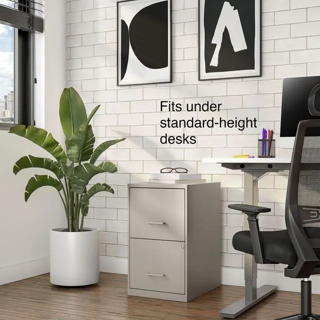 Alt view image 2 of 7 - Vertical File Cabinet, 2-Drawer, Letter/Legal, Locking, Putty | Compact rolling cabinet for secure document storage in home or office