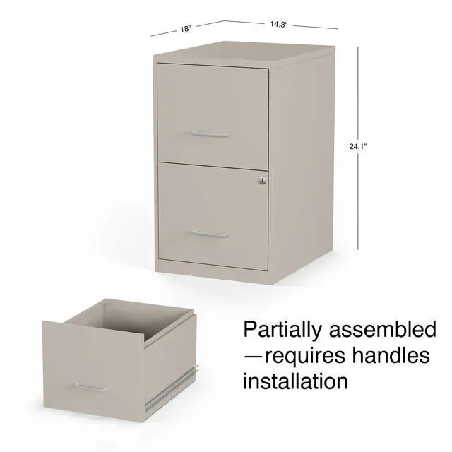 Alt view image 3 of 7 - Vertical File Cabinet, 2-Drawer, Letter/Legal, Locking, Putty | Compact rolling cabinet for secure document storage in home or office