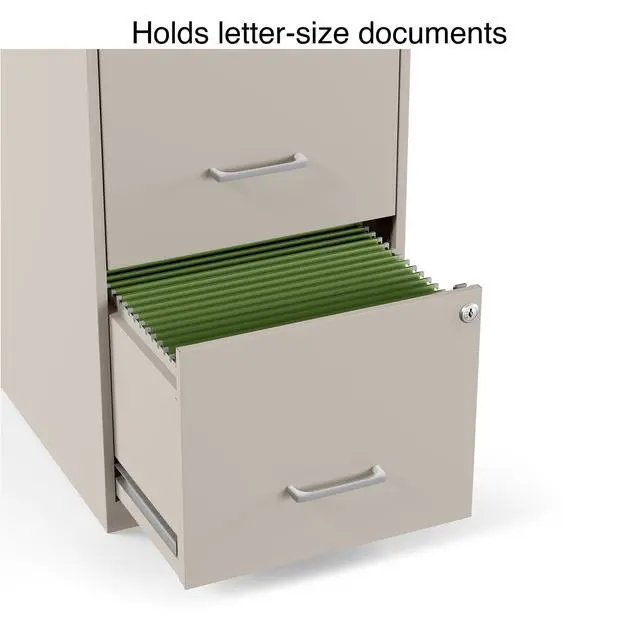 Alt view image 5 of 7 - Vertical File Cabinet, 2-Drawer, Letter/Legal, Locking, Putty | Compact rolling cabinet for secure document storage in home or office