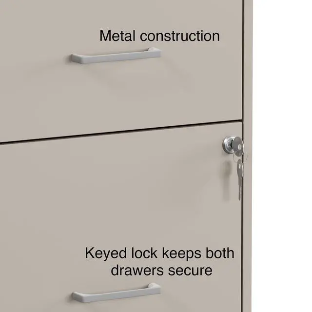Alt view image 7 of 7 - Vertical File Cabinet, 2-Drawer, Letter/Legal, Locking, Putty | Compact rolling cabinet for secure document storage in home or office