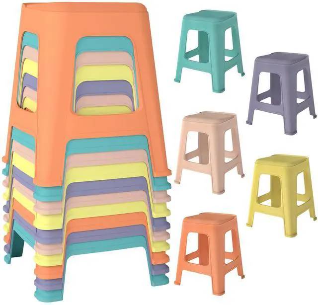 Main image of 10 Pack Stackable Classroom Stools, 18.8" Height Colorful Nesting Plastic Stool, Portable Backless Chairs Flexible Seating for Classroom, School, Office, Home