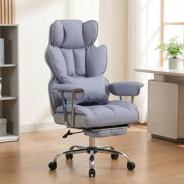 Main image of Big and Tall Office Chair 400lbs - Heavy Duty Executive Desk Chair with Footrest, High Back PU Leather Ergonomic Computer Chair with Extra Wide Seat & Thick Cushion for Home Office (Purple)