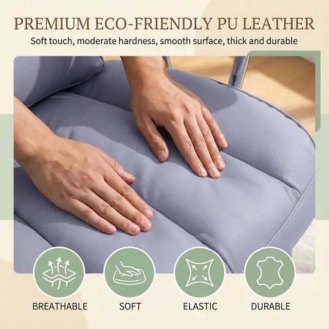 Alt view image 6 of 7 - Big and Tall Office Chair 400lbs - Heavy Duty Executive Desk Chair with Footrest, High Back PU Leather Ergonomic Computer Chair with Extra Wide Seat & Thick Cushion for Home Office (Purple)