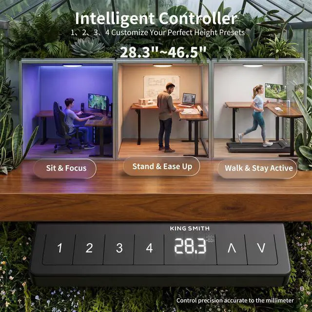 Alt view image 6 of 7 - 63X55 Inches Reversible L Shaped Standing Desk Height Adjustable with Cup Holder, Electric Corner Computer Desk, Sit Stand up Home Office Desk, Ergonomic Gaming Desk, Black Walnut