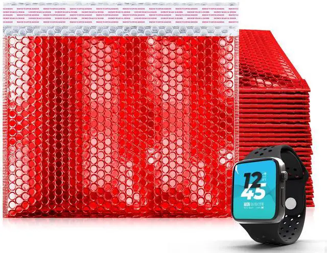 Main image of Metallic Bubble Mailers, Red 12.75 x 10.5 Inch Self Seal Padded Envelopes, Pack of 50 Bubble Packaging Envelopes for Shipping and Mailing
