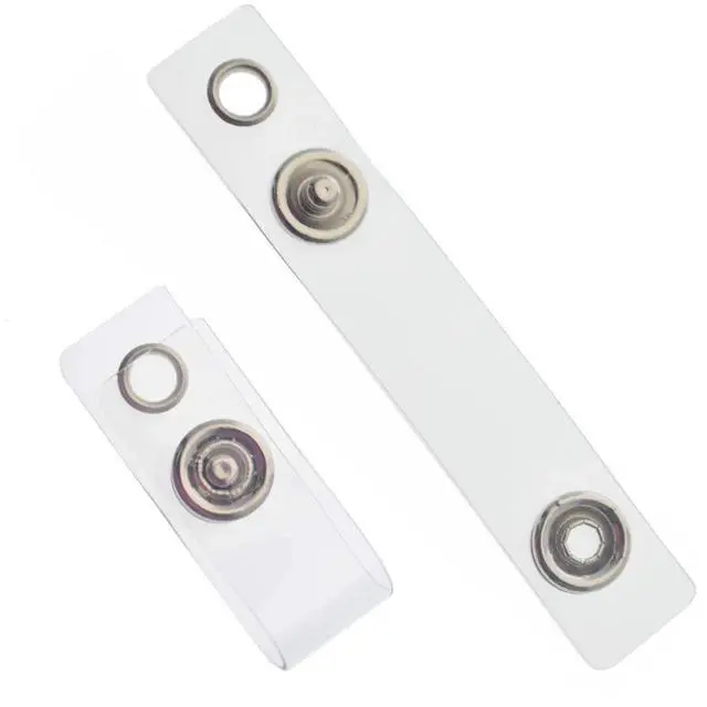 Main image of Bulk 100 Pack - Clear Vinyl Plastic ID Badge Holder Strap with Snap & Eyelet Hole (Bulk Pack) Easily Attach to Lanyards & Key Rings - Badge Strap Attachment for Badges by