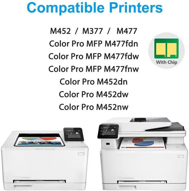 Alt view image 2 of 7 - 410A Toner Cartridges 4 Pack M477 M452 Compatible for HP 410A 410X | Works with Color LaserJet Pro MFP M477fdn M477fdw M477fnw M452dn M452dw M452nw Printer (Black Cyan Magenta Yellow)