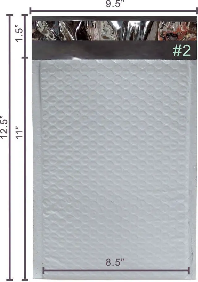 Alt view image 2 of 2 - Poly Bubble Mailers 8.5x12 200 Pack Usable Space 8.5x11 PM#2-200 | White Waterproof Self Seal Adhesive Shipping Bags, Cushioning Padded Envelopes for Shipping, Mailing, Packaging