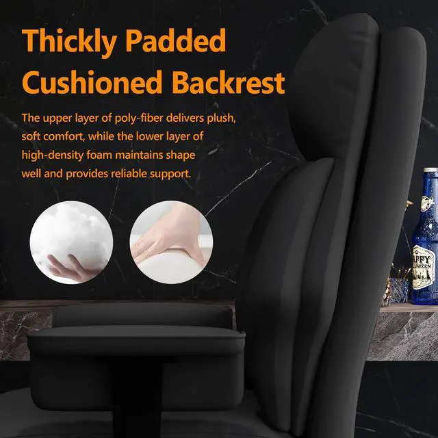 Alt view image 5 of 7 - Office Chair with Leg Rest, Leather High Back Executive Office Chair with Wheels, Ergonomic Desk Chairs with Lumbar Support for Home Office
