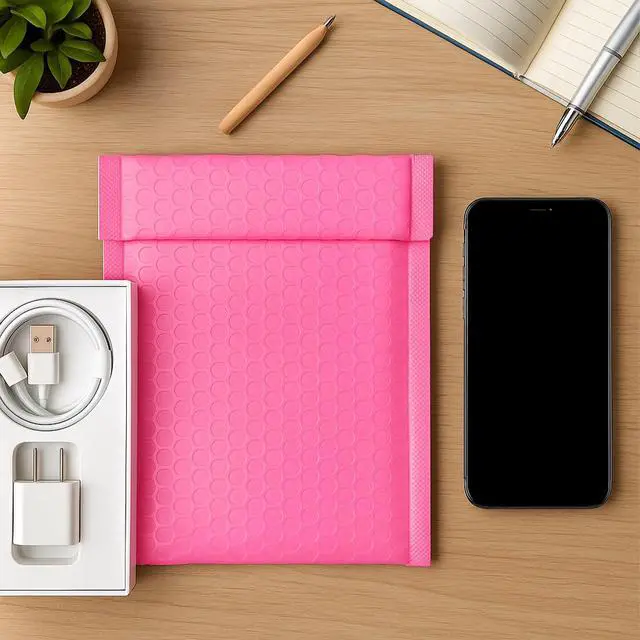 Alt view image 7 of 7 - Pink Bubble Mailers 6x8 Inch Padded Envelopes 100 Pack | Strong Self-Seal, Waterproof Poly Bag, Cushion Shipping Envelopes, for Mailing Jewelry & Makeup, Small Business Packaing