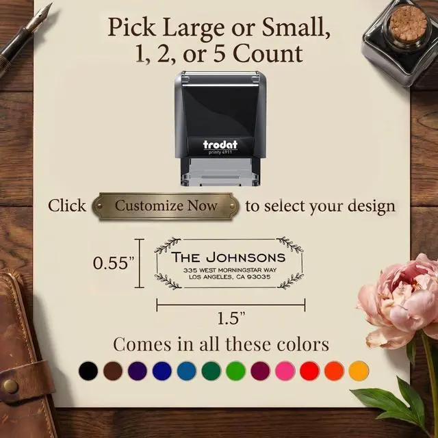 Alt view image 2 of 7 - Personalized Address Stamp Self-Inking Minimal Beautiful Elevated Return Address Rubber Stamper - Custom, Clear Image Every Time, Made in USA -1-1/2 Inch Small - 1 Count
