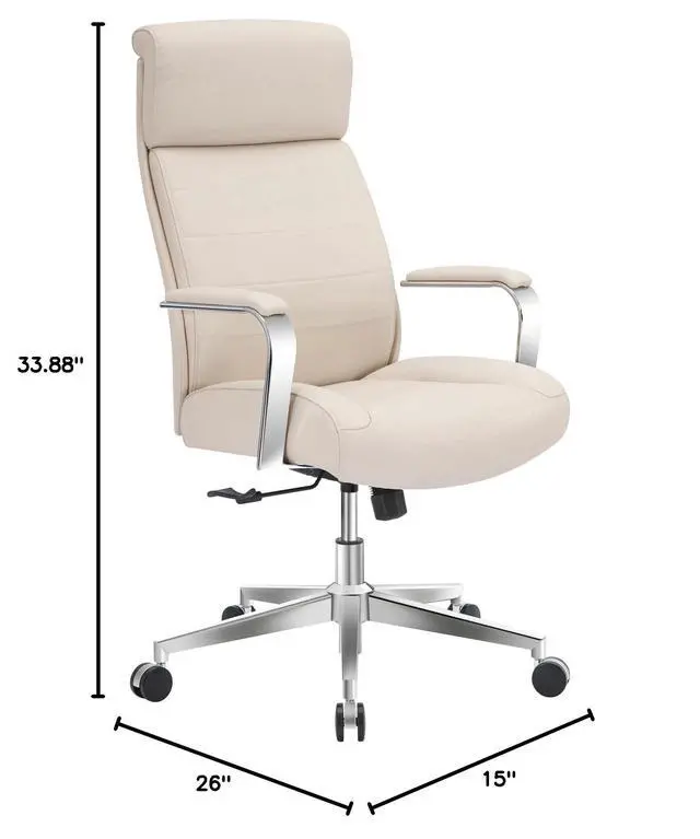 Alt view image 2 of 7 - ® Modern Comfort Modee Vegan Leather High-Back Executive Office Chair, Sand/Chrome, BIFMA Compliant