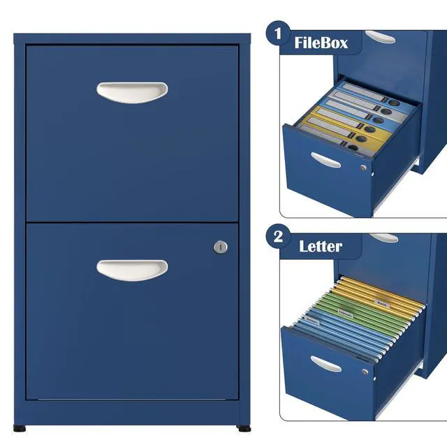 Alt view image 6 of 7 - 2 Drawer File Cabinet,Metal Office File Cabinet with Lock,Blue | Filing Cabinets for Home Office,Vertical Modern File Cabinet Office Two Drawers for Hanging Letter,Assembly Required