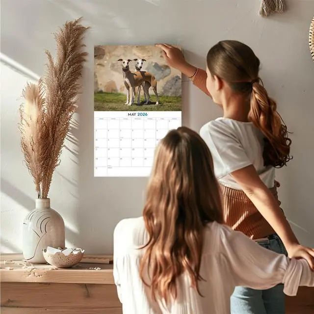 Alt view image 2 of 7 - Whippet Calendar 2026 2027 14 Month Wall Calendar | Dog Lover Gift, Thick 100# No-Bleed Paper, Large Writing Blocks, Made in USA, Sighthound Decor, Teacher Gift
