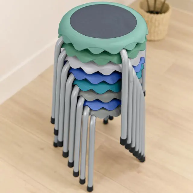 Alt view image 2 of 7 - Stackable Stool Set, 17in Height, 8-Piece, Contemporary | Durable plastic & steel, GREENGUARD Gold Certified, 13 years +, 275 lb capacity, fully assembled, glides, classroom/home use