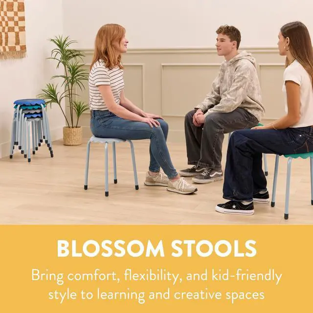 Alt view image 4 of 7 - Stackable Stool Set, 17in Height, 8-Piece, Contemporary | Durable plastic & steel, GREENGUARD Gold Certified, 13 years +, 275 lb capacity, fully assembled, glides, classroom/home use