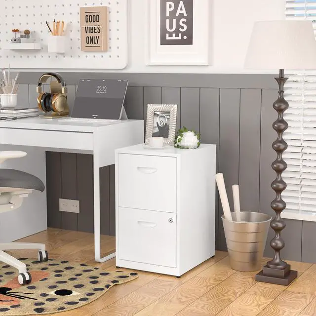 Alt view image 2 of 7 - 2 Drawer File Cabinets,Metal Office File Cabinet with Lock,White | Filing Cabinets for Home Office,Vertical Modern File Cabinet Office Two Drawers for Hanging Letter,Assembly Required