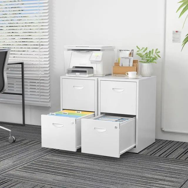 Alt view image 4 of 7 - 2 Drawer File Cabinets,Metal Office File Cabinet with Lock,White | Filing Cabinets for Home Office,Vertical Modern File Cabinet Office Two Drawers for Hanging Letter,Assembly Required