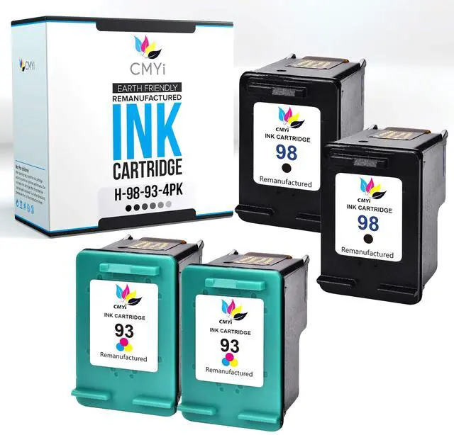 Main image of 98 93 Replacement Combo Pack Ink Cartridge for HP PhotoSmart C4100, C4140, C4150, C4170, C4173, C4175, C4180, C4183, C4188, C4190, C4193, C4194, DeskJet D4163, D4168 Printers (2 Black, 2 Color)