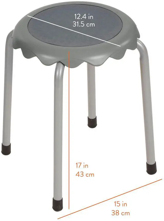 Alt view image 3 of 7 - Stackable Stool Set, 17in Height, 8-Piece, Contemporary | Durable plastic & steel, GREENGUARD Gold Certified, 13 years +, 275 lb capacity, fully assembled, glides, classroom/home use
