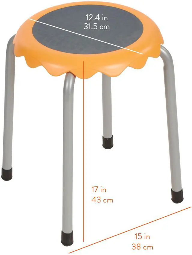 Alt view image 3 of 7 - Stackable Stool Set, 17in Height, 8-Piece, Assorted | Durable plastic & steel, GREENGUARD Gold Certified, 13 years +, 275 lb capacity, fully assembled, glides, classroom/home use