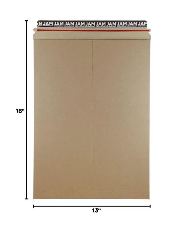 Alt view image 4 of 4 - Stay-Flat Photo Mailer Envelopes with Peel & Seal Closure - 13 x 18 - Brown Kraft - 6 Rigid Mailers/Pack