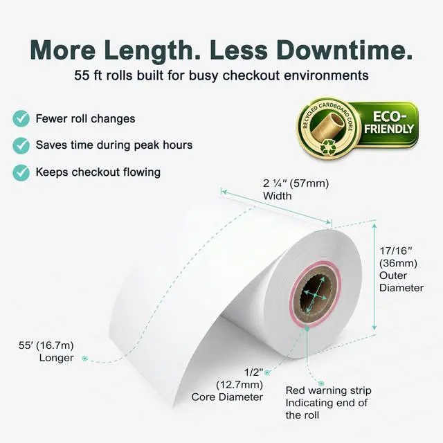 Alt view image 2 of 7 - Receipt Paper Roll for Valor Paytech VL 110 and VL 500 Credit Card Machine (40 Rolls)