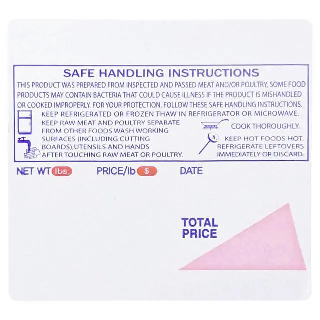 Alt view image 2 of 3 - ISHIDA 1848 Printing Scale, AC, Astra, RED/Blue Triangle UPC Safe Handling 64mm x 59mm, 625 Per Roll, 12 Rolls per Case