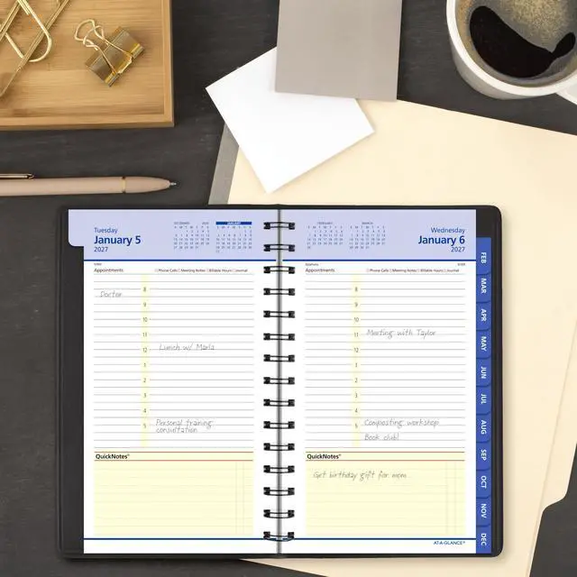 Alt view image 2 of 7 - 2027 Appointment Book Planner, Daily & Monthly, 5" x 8", QuickNotes, Black (76040527)
