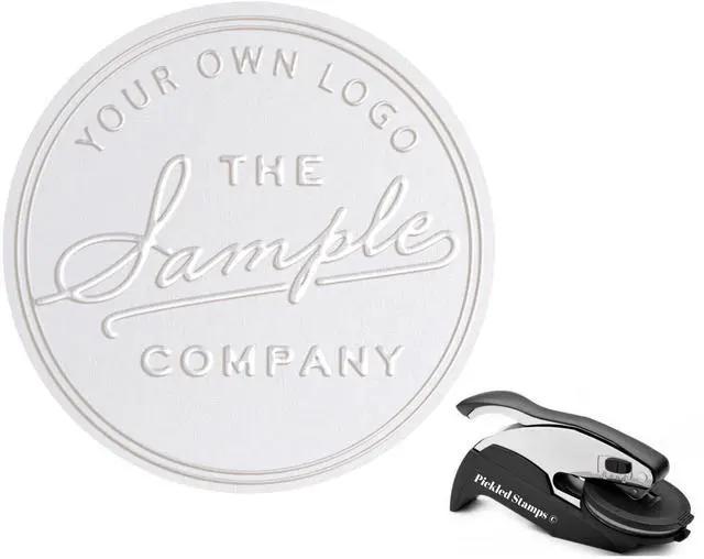 Main image of Custom Logo Embosser Seal Stamp Your Own Design Personalized Rectangle or Round 2X 1 or 1 x 5/8" or 2 inch (1.65" Round)